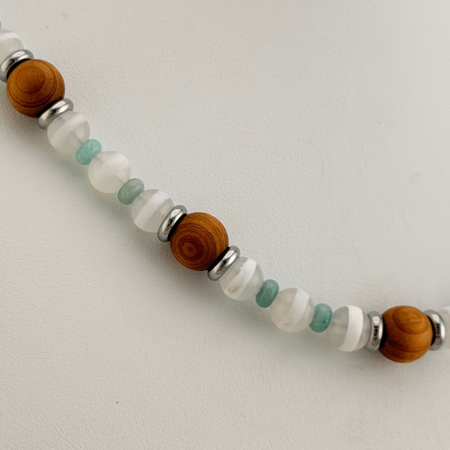 Tibetan Agate & Cedar Wood Surfer Necklace Collection