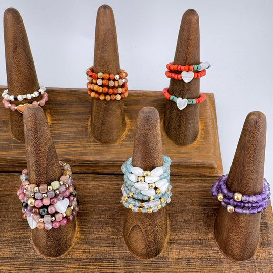 Rings: Gemstones/Beads on Elastic