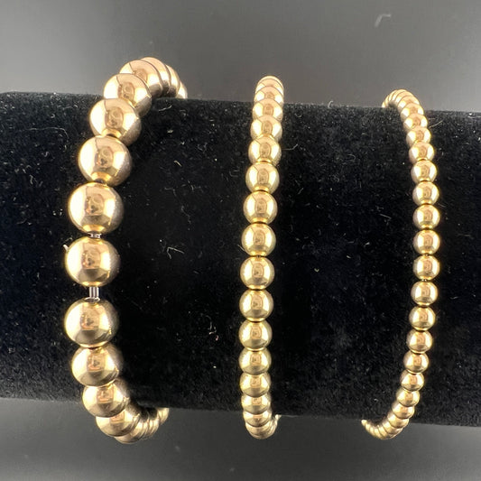 Bracelet: Gold Filled & Sterling Silver Beads on Elastic