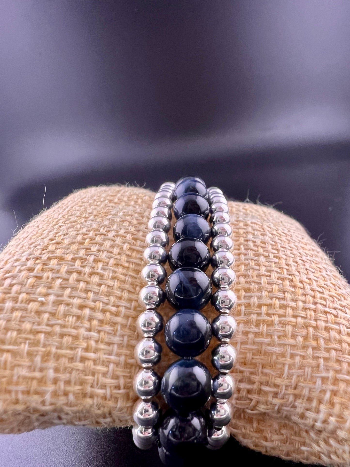 Bracelet: Gold Filled & Sterling Silver Beads on Elastic