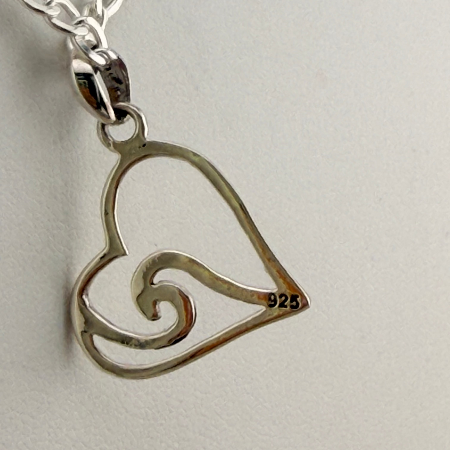 Necklace: 16-18.5" Sterling Silver Heart Wave Chain