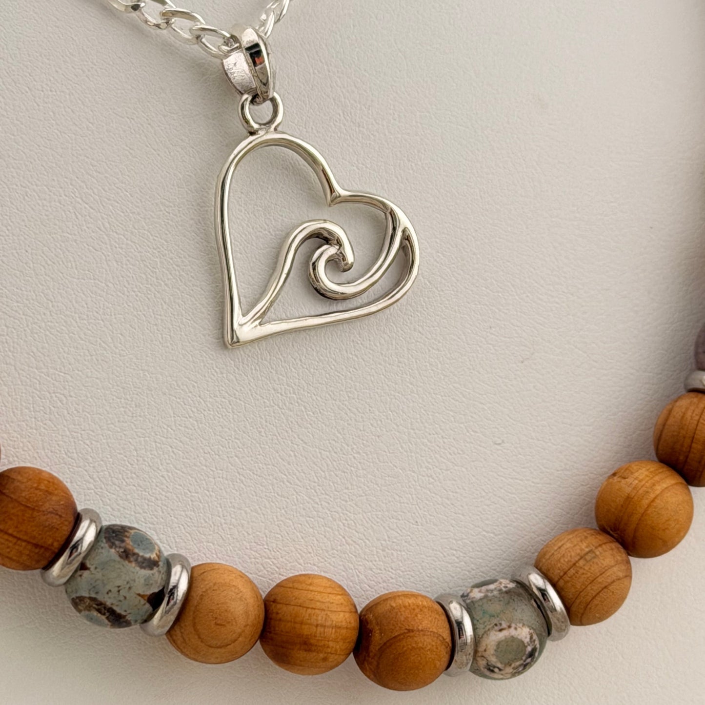 Tibetan Agate & Cedar Wood Surfer Necklace Collection