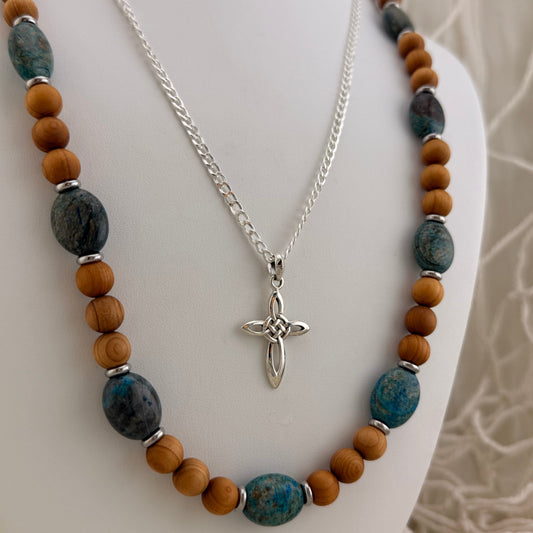 Tibetan Agate & Cedar Wood Surfer Necklace Collection