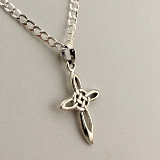 Necklace: 18" Sterling Silver Celtic Cross