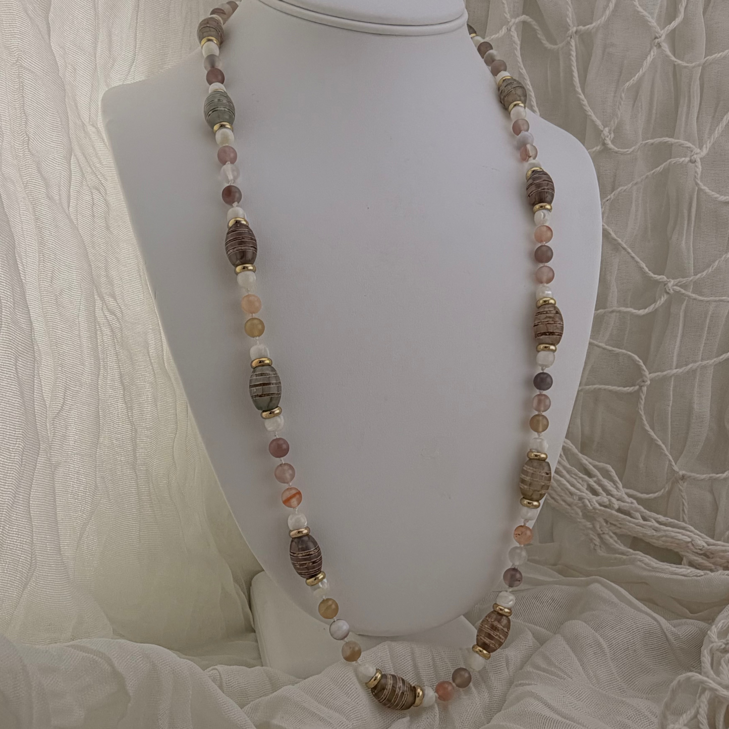 Tibetan Agate, Mother of Pearl, & Mozambique Agate