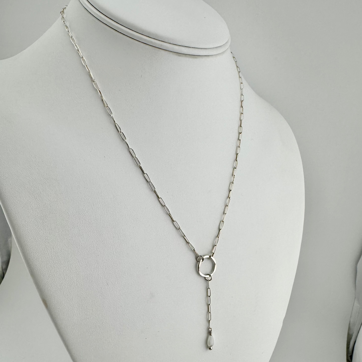 Necklace: Custom Y Teardrop Pearl Drop