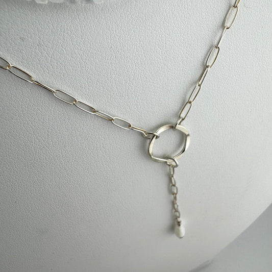 Necklace: Custom Y Teardrop Pearl Drop